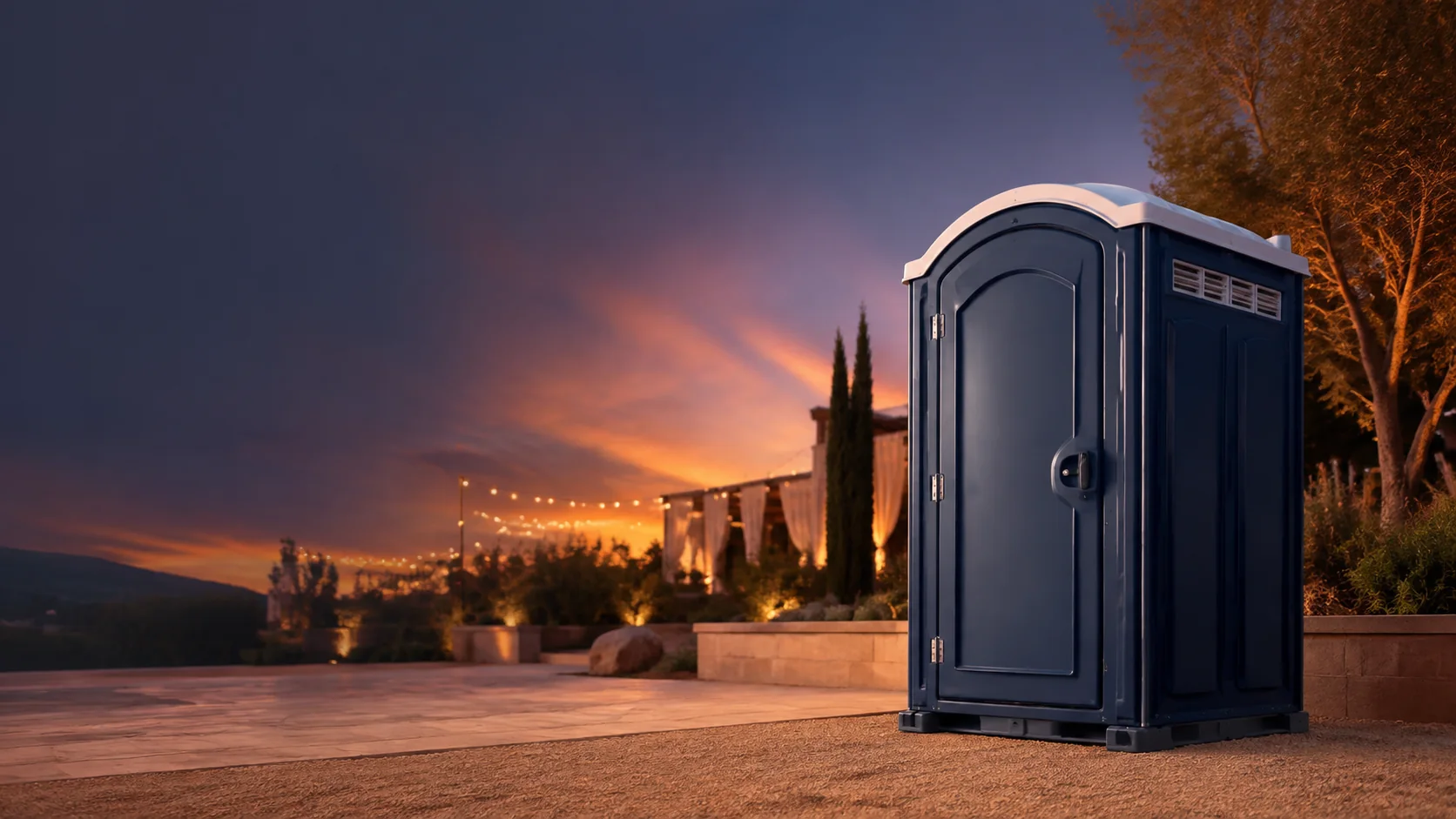 Portable restroom shown for rental planning in Grass Valley, CA